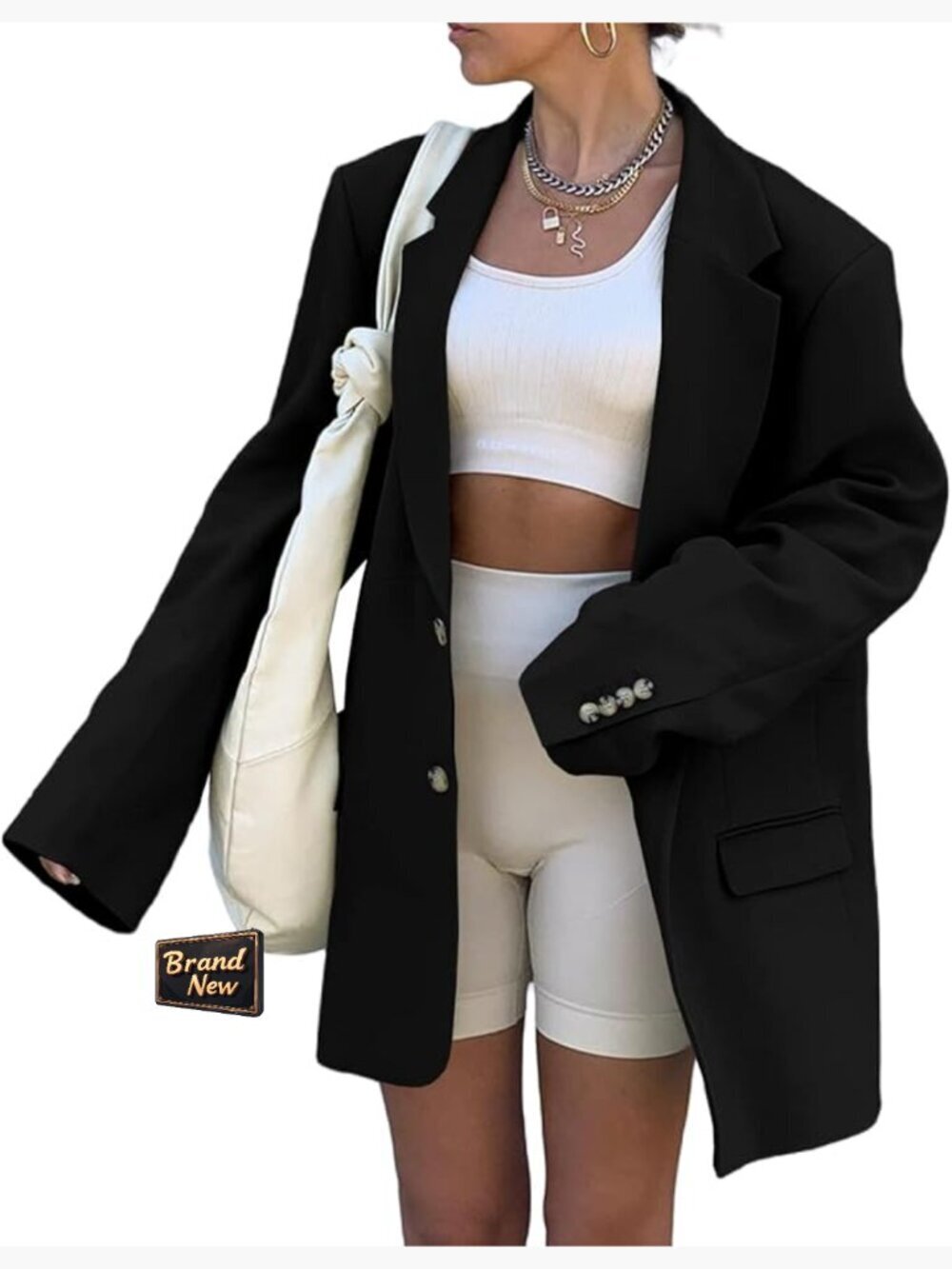 Women Casual Elegant Long Sleeve Oversized Lapel Blazer Work Office Jacket